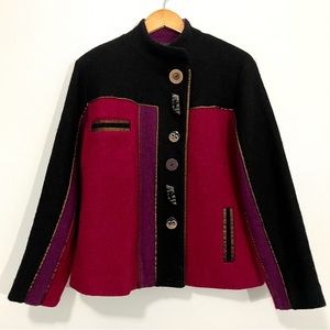 Vintage Carson Colorblock 100% Wool Jacket Size M